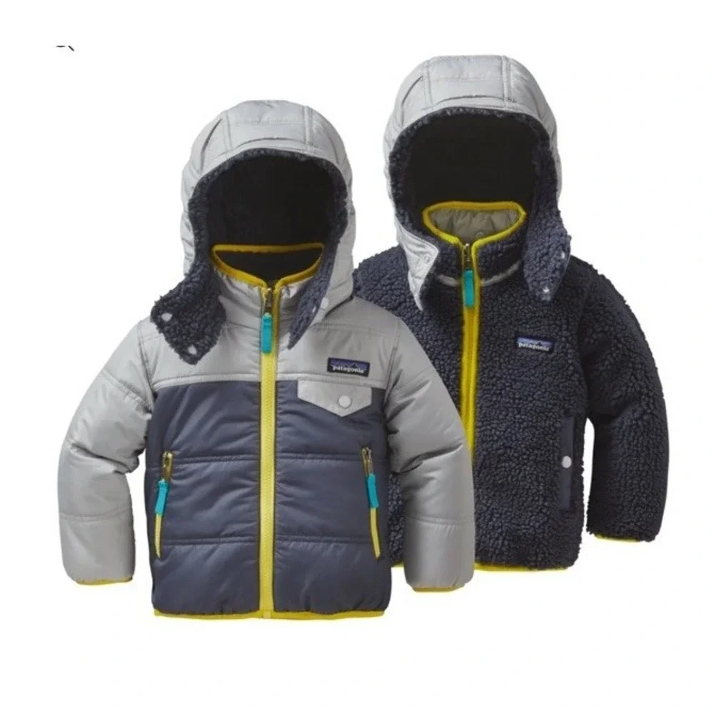 PATAGONIA Tribbles Reversible Insulated Hooded Jacket Forest /Sherpa Boys 6-12M